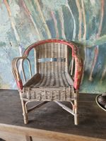 Ancien fauteuil chaise enfant vintage 1960 osier rotin
