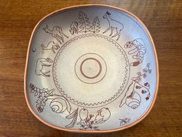 Schale Keramik LUZERN HANDARBEIT, D 25cm, Dekor Tiere