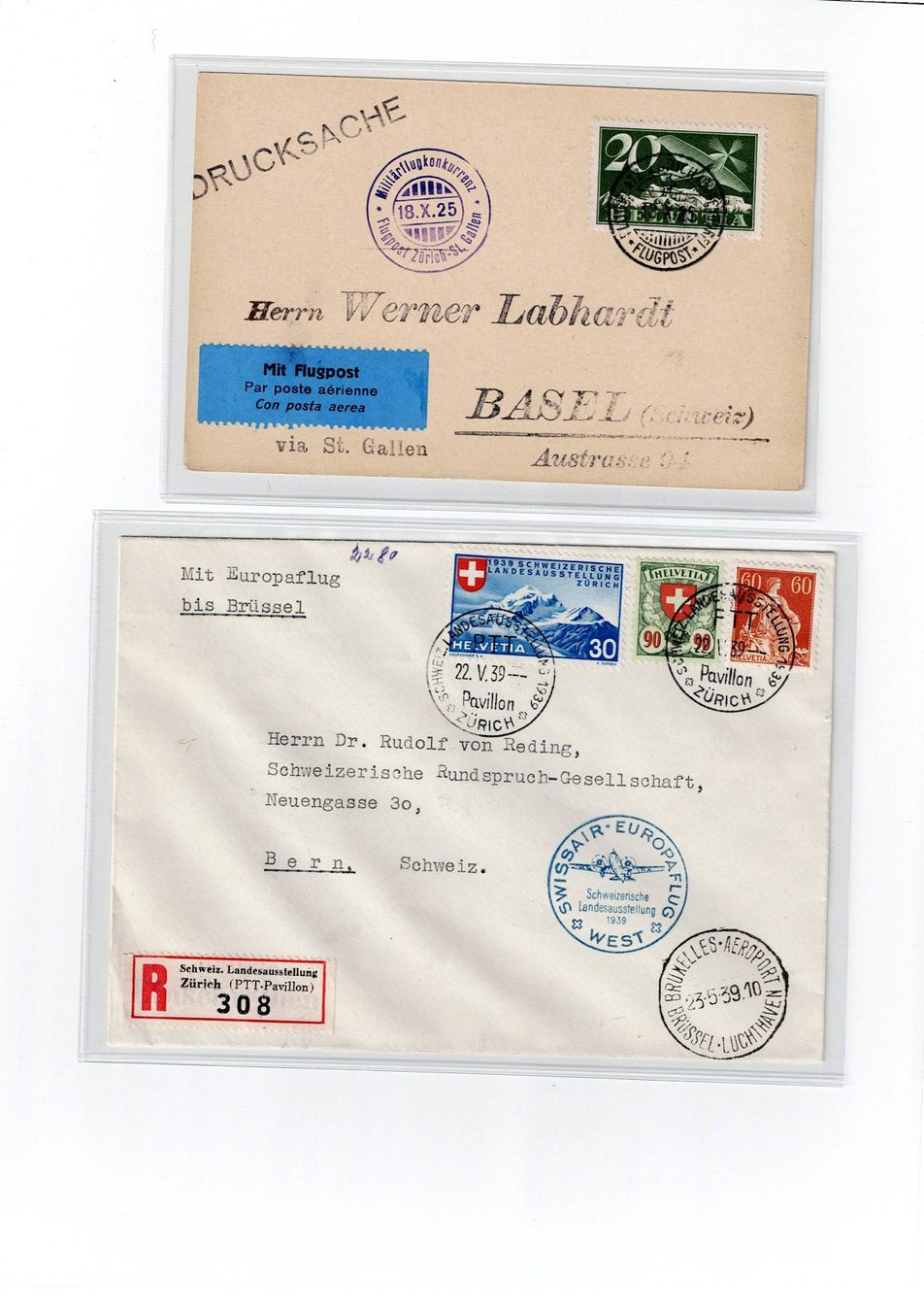 Tous les timbres: Schweiz, 9 Flugpostbriefe 1 – D'occasion à Hinteregg par McCharly01 5