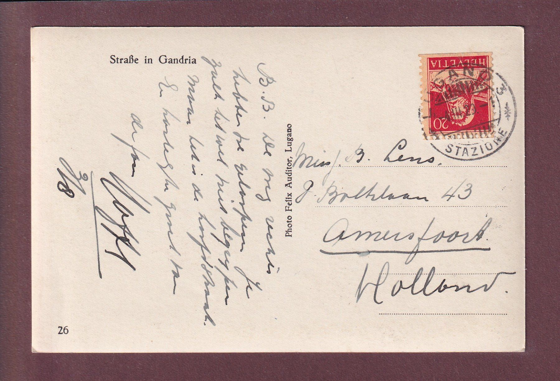 Cartoline postali: Strasse in GANDRIA - 1929 – Usato da Pully venduto da nicecards 1
