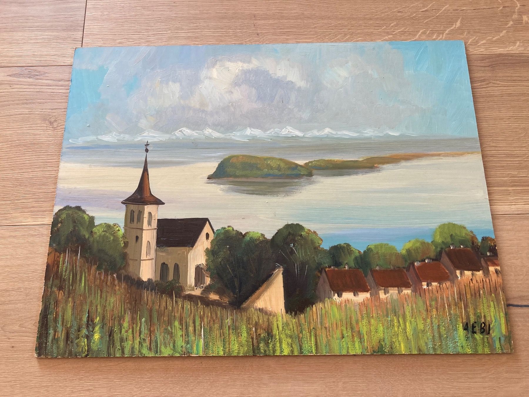 Dipinti: Kirche Ligerz Gemälde Bild Hochzeit – Usato da Boll venduto da Jopp1