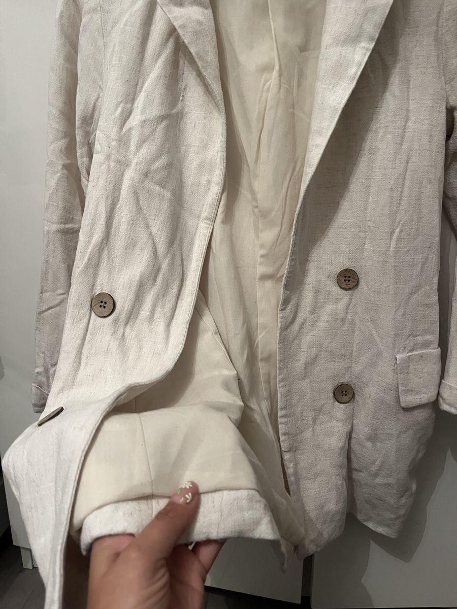 Stradivarius Giacche: Blazer en lin élégant blanc beige – Nuovo (secondo la descrizione) da Aigle venduto da sow_m7gm 6