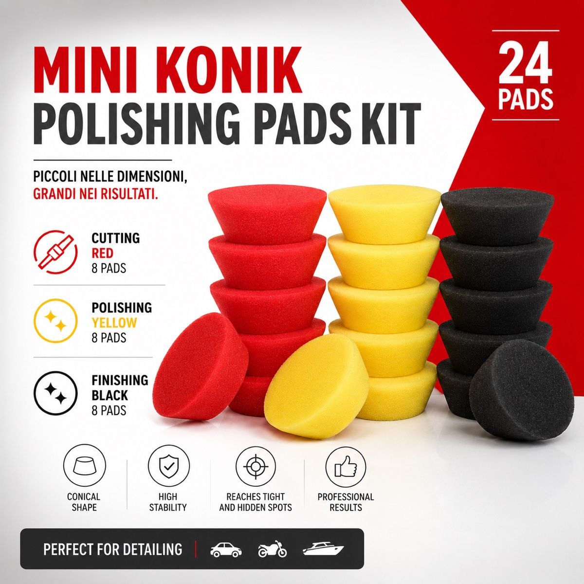 Tutti gli attrezzi: Kit PADS Detailing MINI KONIK 80mm – Nuovo e nell'imballaggio originale da Cadempino venduto da Tek.Pro.AG