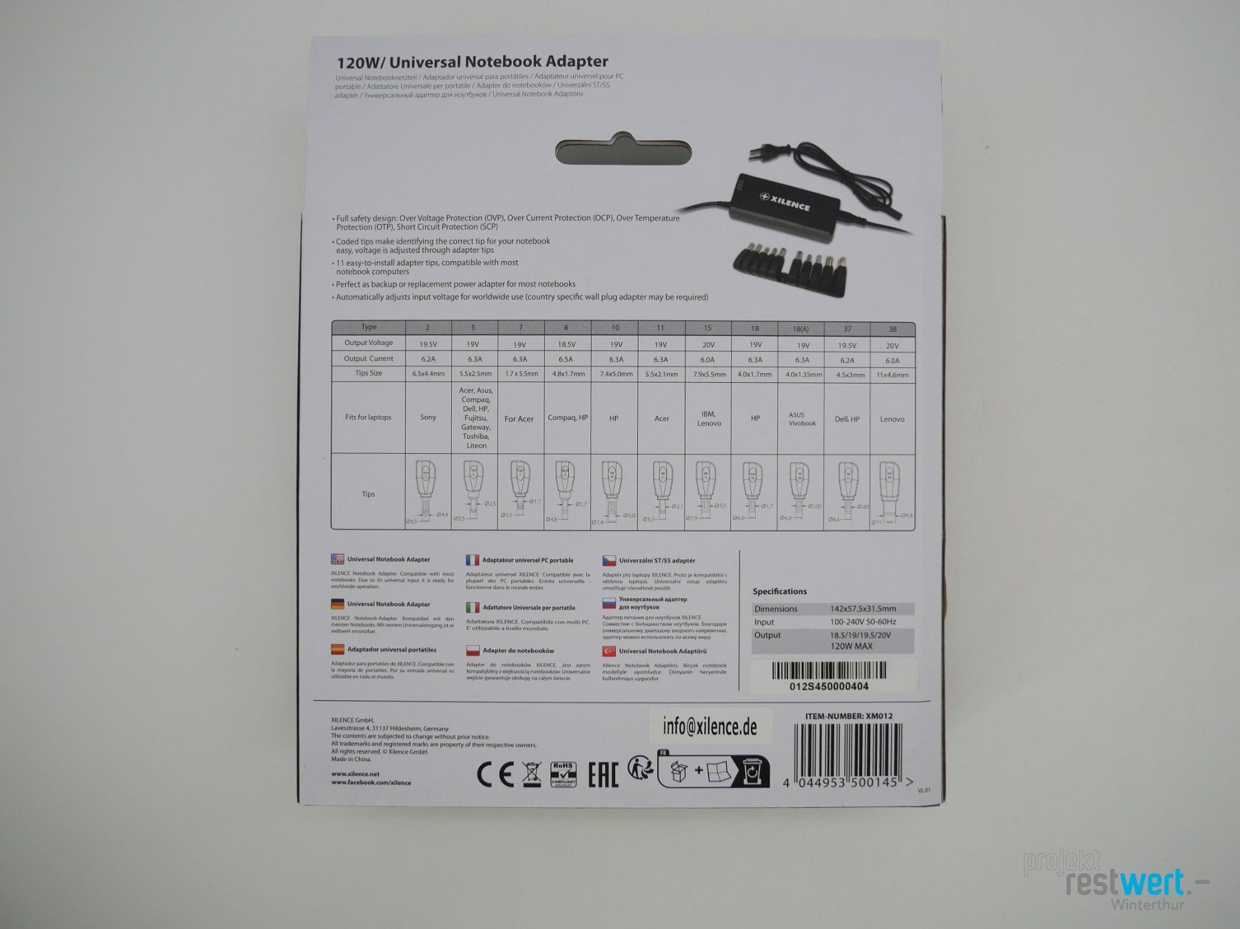 Caricabatterie: XILENCE 120W Mini Universal Notebook-Ladegerät – Nuovo (secondo la descrizione) da Winterthur venduto da Restwert_Winterthur 2
