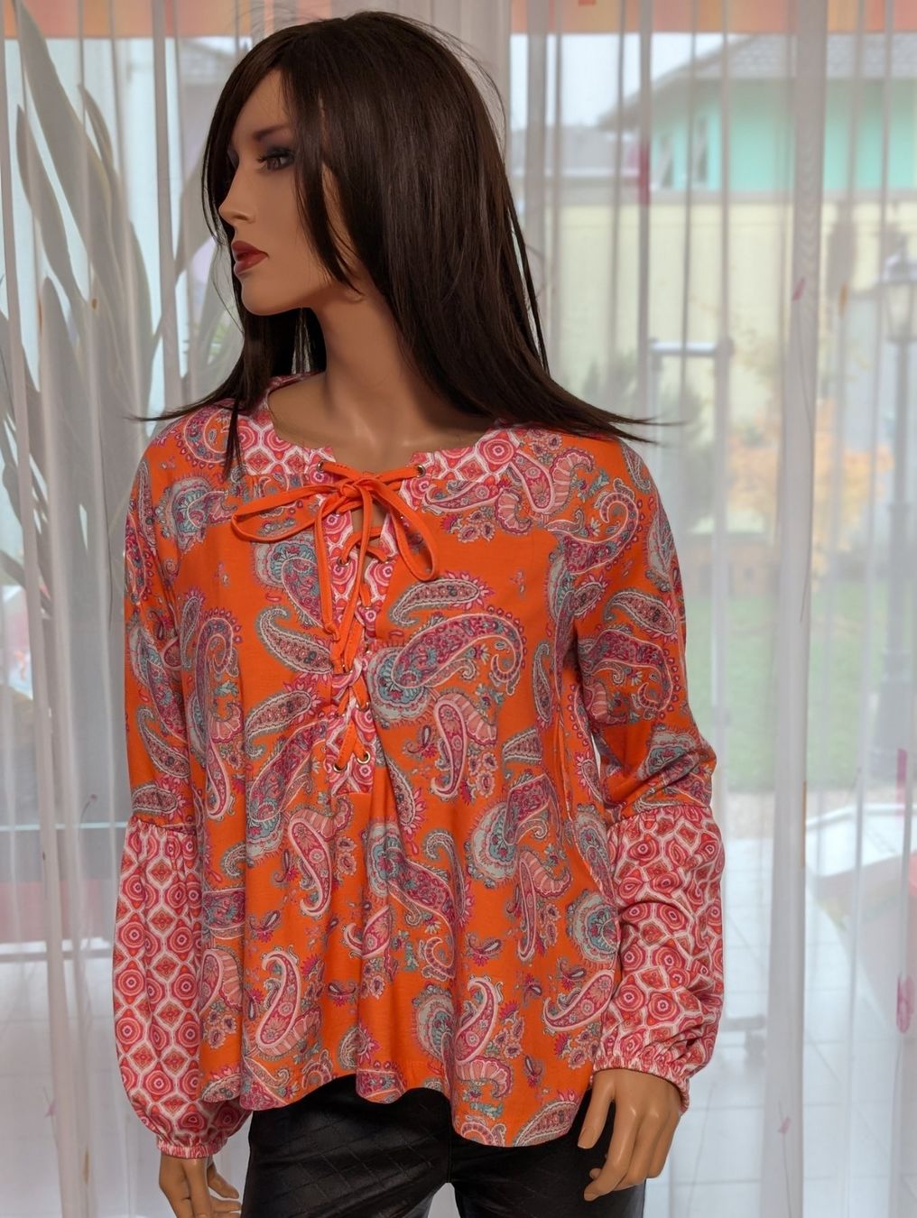 Camicette: Orange gemusterte Bluse (gr. 36/38) – Usato da Cugnasco venduto da tizianaq