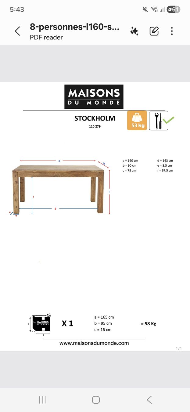 Maisons du monde Tische: Maisons du Monde STOCKHOLM Solid Sheesham Wood Dining Table – Gebraucht aus Zürich von Nlisita 1