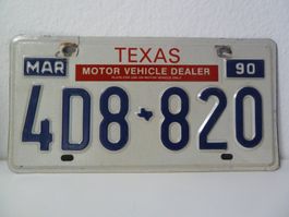 USA Nummernschild / Autonummer / License Plate TEXAS 4D8-820