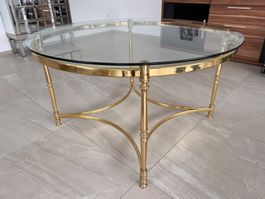 Runder Couchtisch, Gold und Glas, Top Zustand