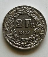 2 Francs Coin 1943 Switzerland Silver Helvetia