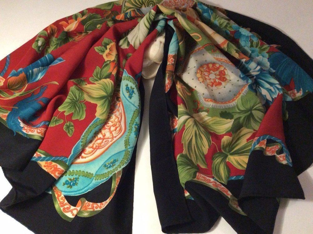 Foulard Vintage En Soie JODHPUR - Italie - Multicolore Géométrique - Occasion Très Bon état