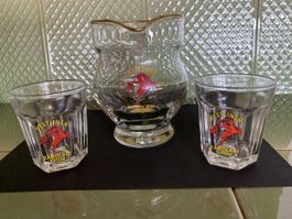 2 Gläser mit Krug, Zanolari Chur Jubiläum 1875-1950
