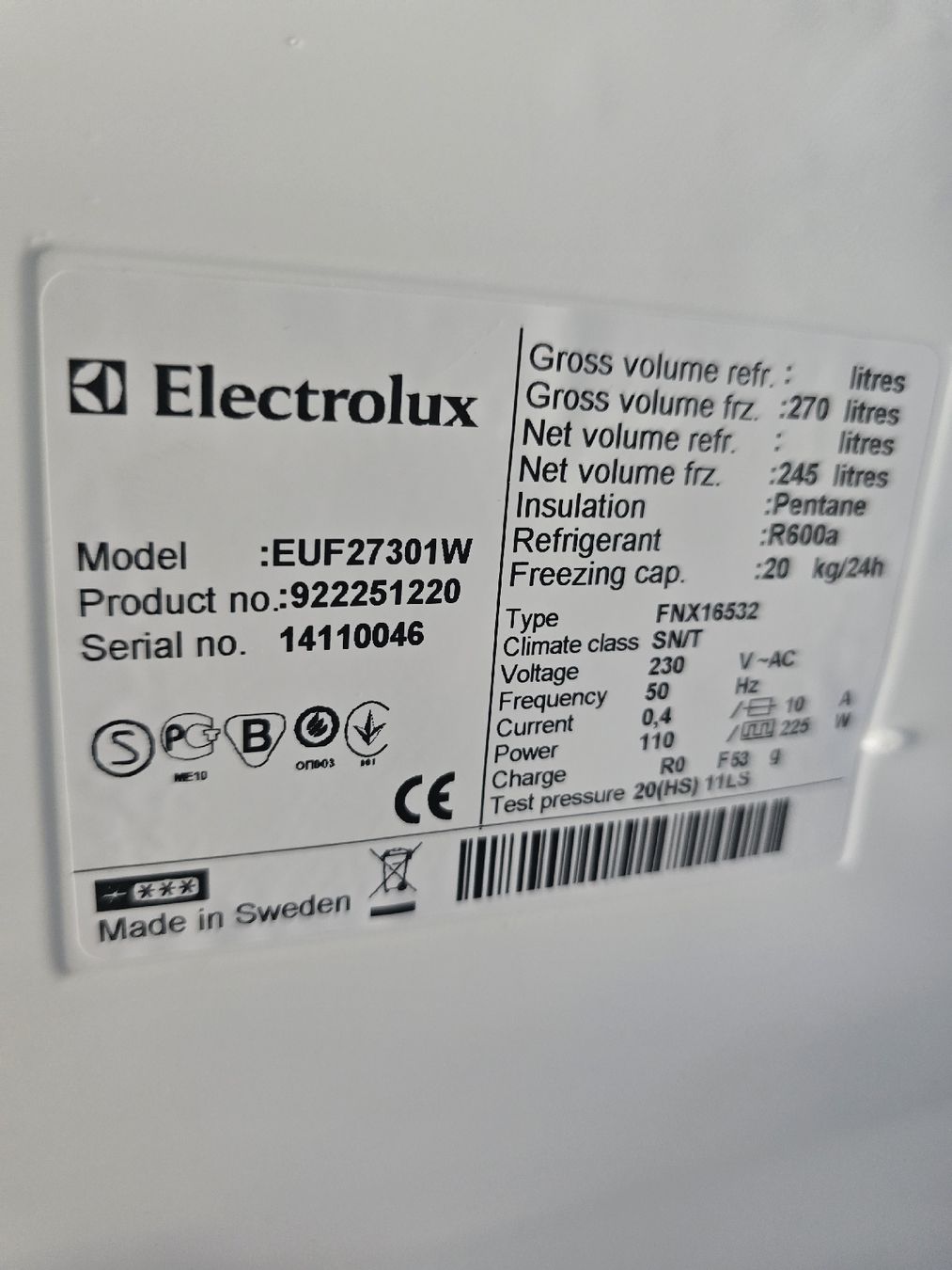 Gefrierschrank: Gefrierschrank Electrolux A++ – Gebraucht aus Oberburg von B-2 4