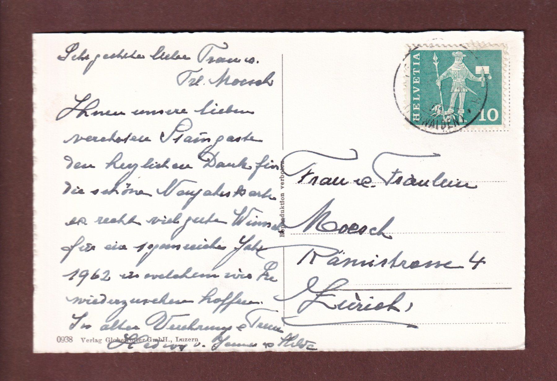 Cartoline postali: NIEDERRICKENBACH - Brisen – Usato da Pully venduto da nicecards 1