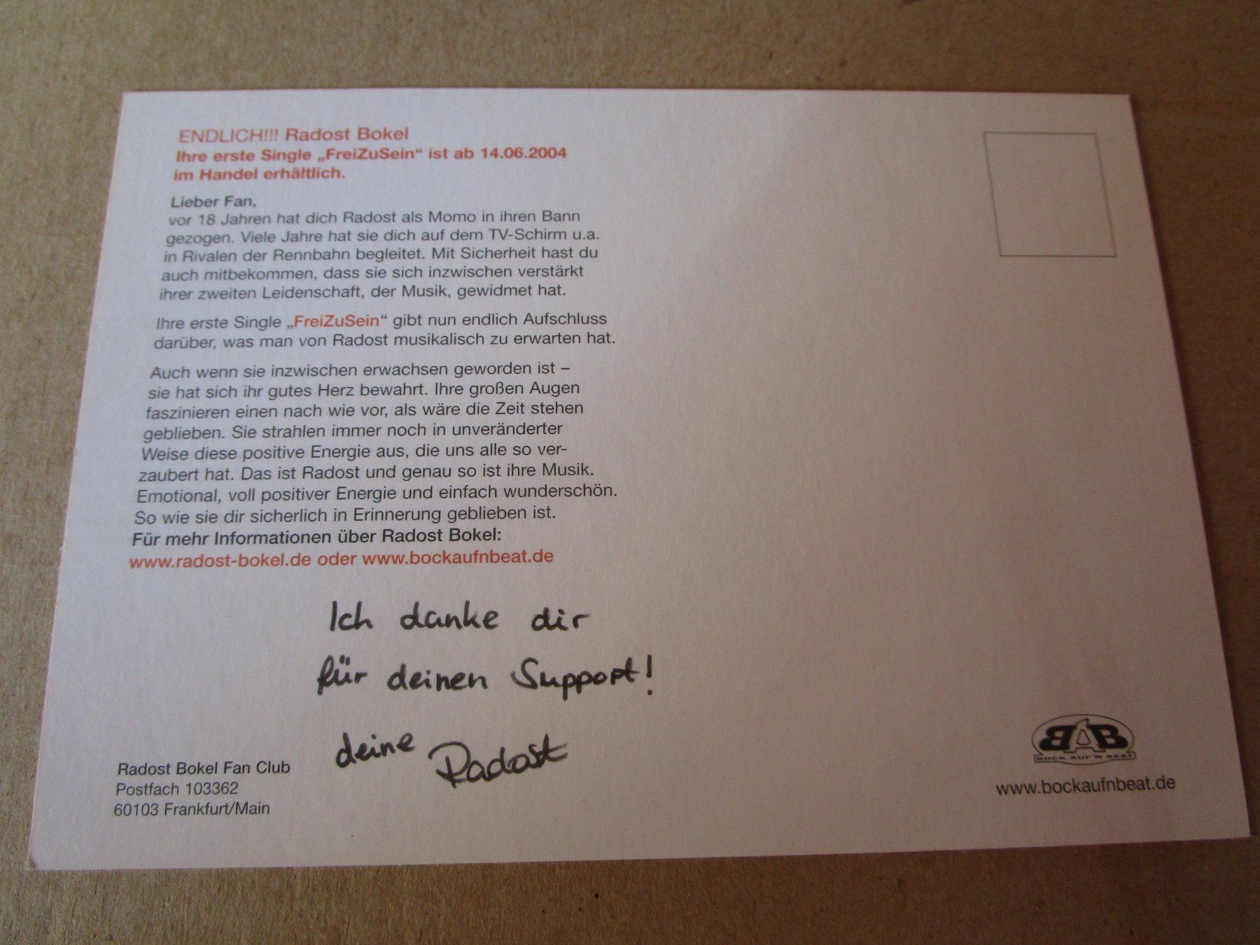 Autogramme: RADOST BOKEL SCHAUSPIELERIN/SÄNGERIN AUTOGRAMM – Gebraucht aus GUTENSWIL von Alpina6 1