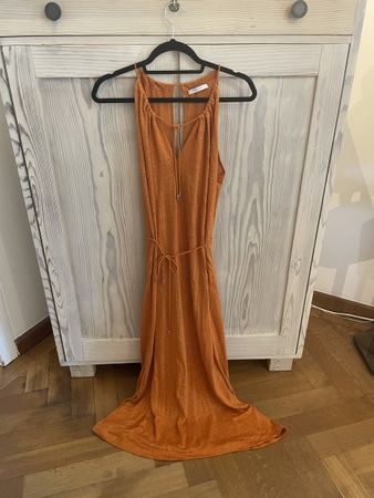 Ninety Percent Leinenkleid Gr. S Sommerkleid Maxikleid Orang
