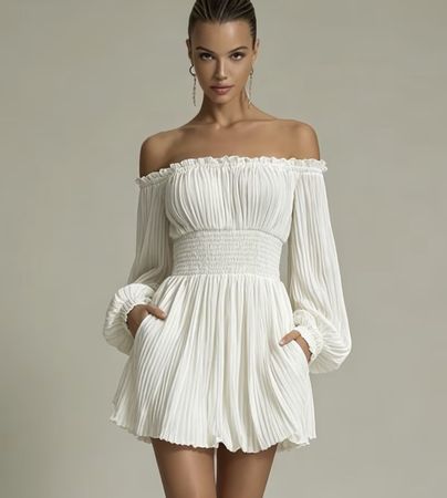 Robe plissée abricot à plis taille M