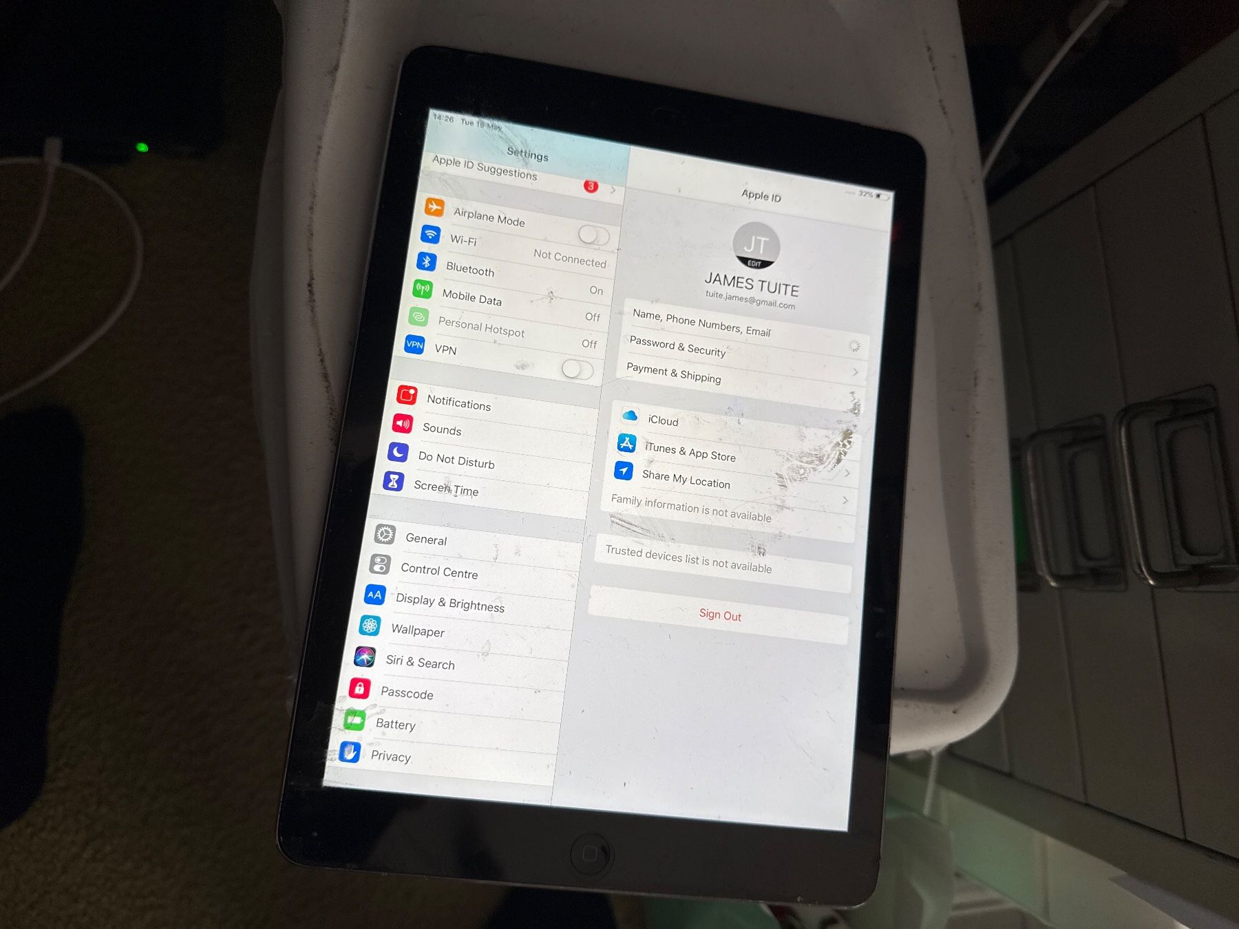 Apple Tablet PC: Ipad Air - A1475 - icloude - Display gut!!! – Difettoso da Olten venduto da HoYa01