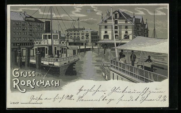 Cartes postales: Mondschein-Lithographie Rorschach, Parti – D'occasion à Berlin par bartko-reher