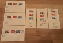 6 Belege Landi 1939 Sets D/F/I Eishockey WM Basel & Zürich