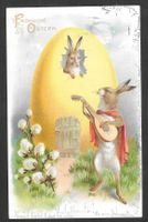 Osternkarte Fröhliche Ostern Prägekarte Hasen, Osterei