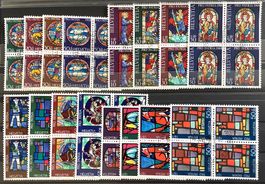 1968- 71 Pro Patria Historische Glasgemälde 4er Sätze ET
