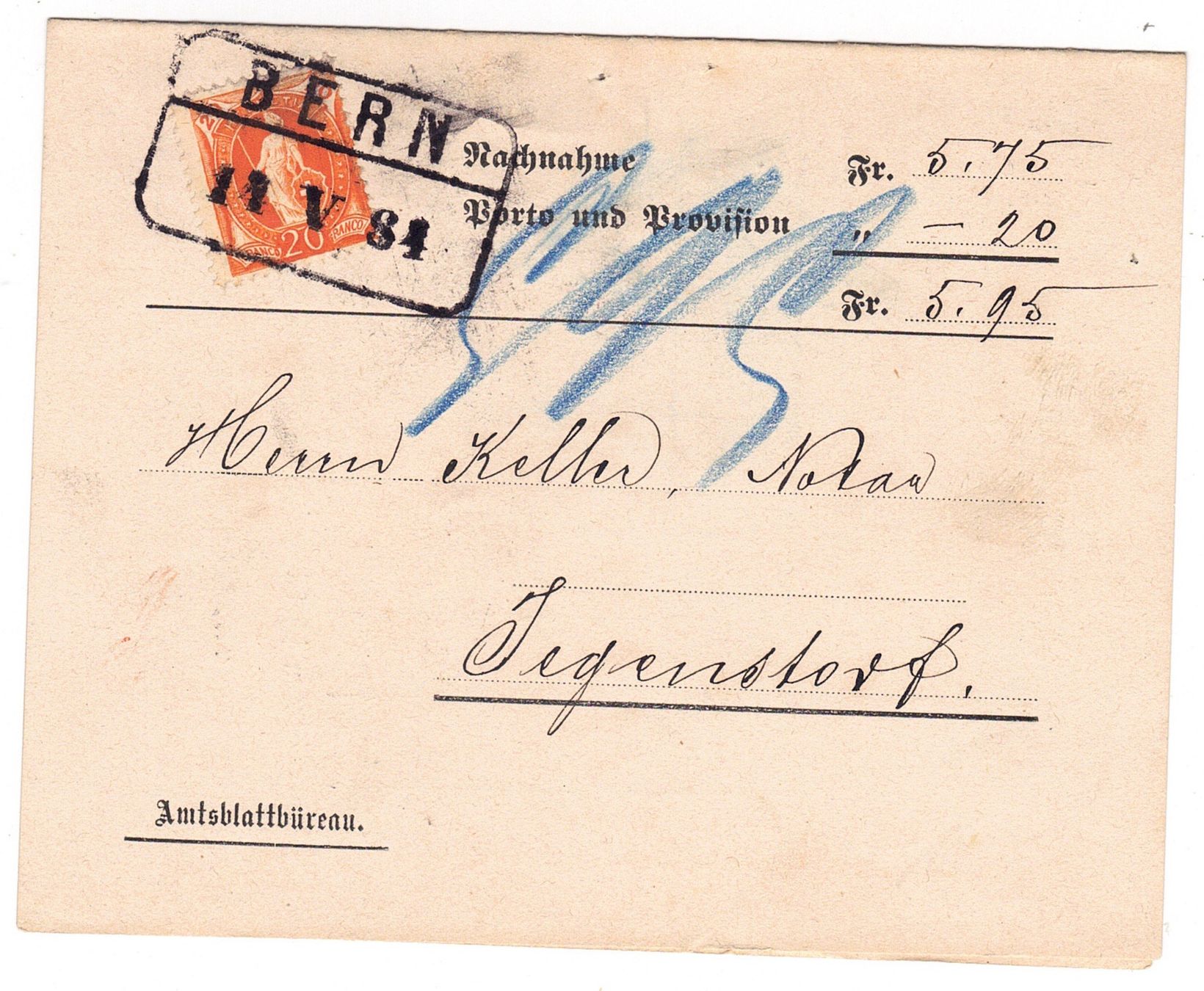 Tutti i francobolli: Document de Bern pour Jegensdorf le 14.V.84 – Usato da La Tour-de-Peilz venduto da amjust