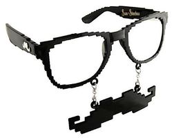 SunStaches® PIXEL Schnauz Nerdbrille schwarz/klar