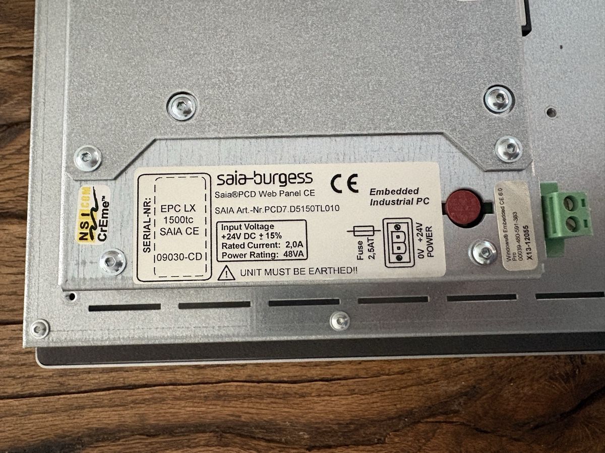Componenti elettronici: Saia-Burgess Web Panel EPC LX 1500tc Embedded Industrial PC – Usato da Sarmenstorf venduto da Tinkao10 1