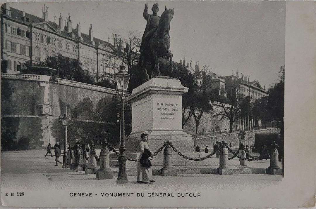 Ansichtskarten: GENÈVE  -  Monument du Général Dufour - 1905 – Gebraucht aus Delémont von Domdom1