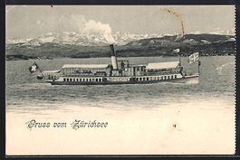 AK Zürichsee, Dampfer Speer auf dem See
