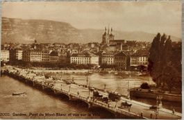 GENÈVE - Pont du Mont-Blanc - Tram - Calèches