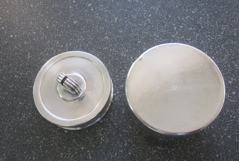 Barattoli: Versilberte Art Deco Dose Zuckerdose, W.T. Binder, "Floreat" – Usato da Bischofszell venduto da raika 4