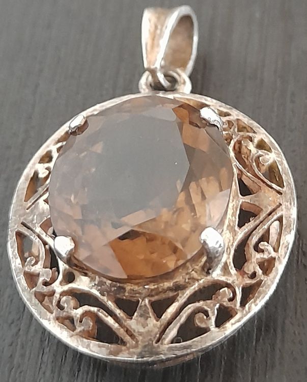 Collier à pendentif ancien en argent sterling, anglais - France