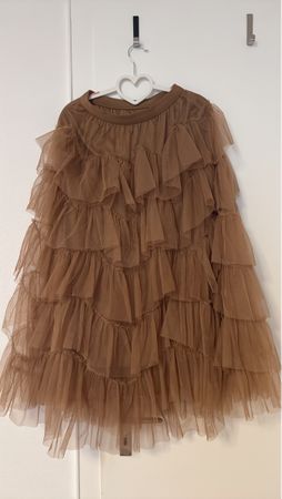 Brown Tulle Skirt Ruffle Tiered S Size S