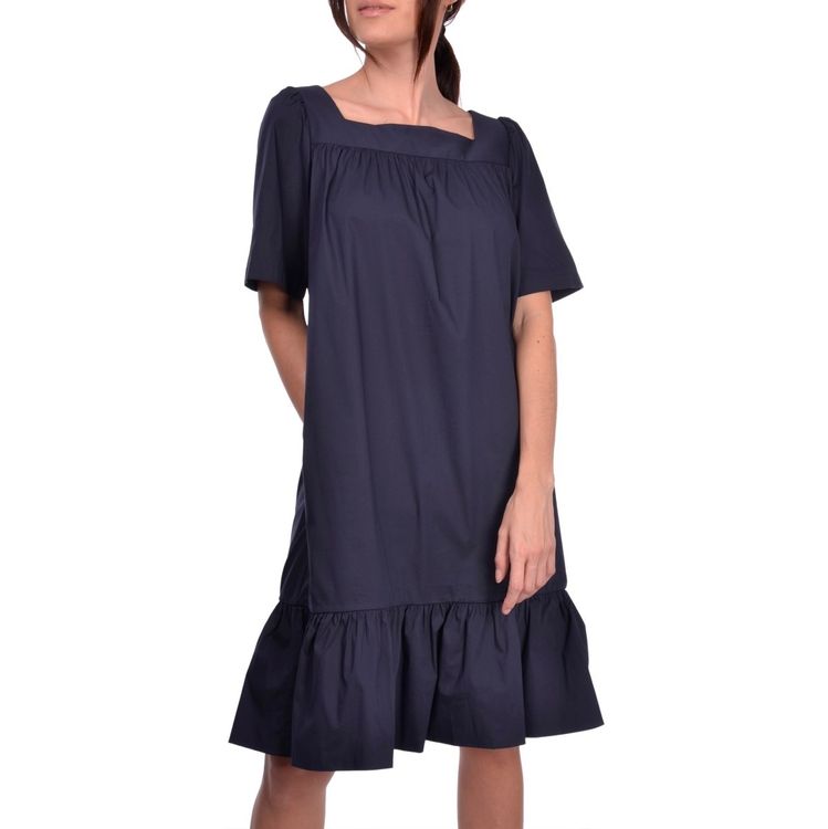 Damen-Kleid Mit V-Ausschnitt & Rüschen – ärmellos, Unregelmäßiger Saum, Figurbetont, Midilänge