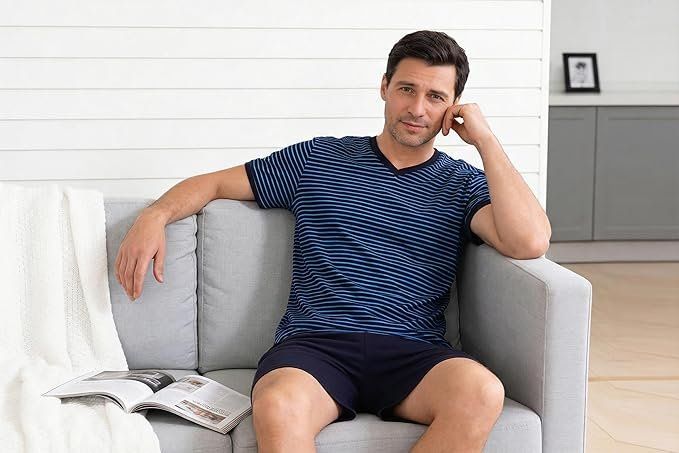 Pigiami: Herren Pyjama kurz Baumwolle Streifen Set – Nuovo e nell'imballaggio originale da Suhr venduto da SchnapperCH 1