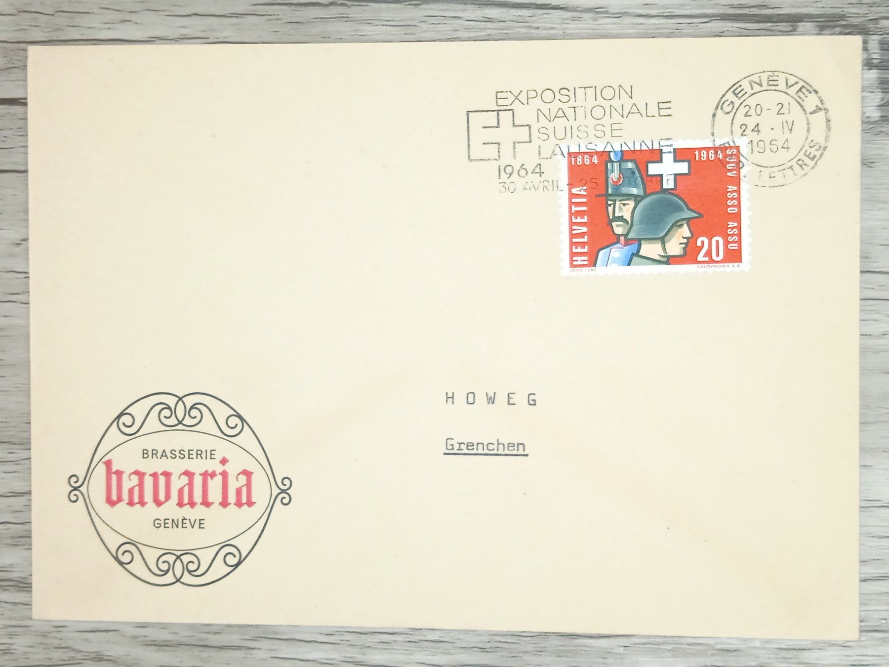 Tutti i francobolli: TR17 Enveloppe + Timbre Suisse 1964 – Usato da Cousset venduto da Patrick_Collections