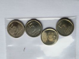 Israel 5 Agorot 1973-1974-1975-1976 Stgl