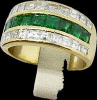 750 Gold Ring mit  1.10 Ct Brillanten und Smaragde