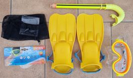 Kinder Schnorchel Set Tauchermaske + Flossen - NEUWERTIG