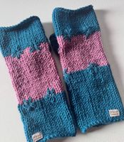Pulswärmer gestrickt blau rosa, neu