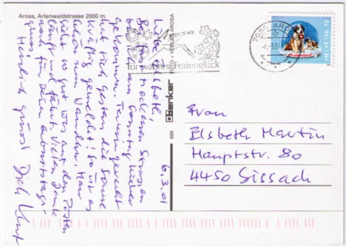 Cartoline postali: Arosa - Arlenwaldstrasse – Usato da Binningen venduto da Mountainrider 1