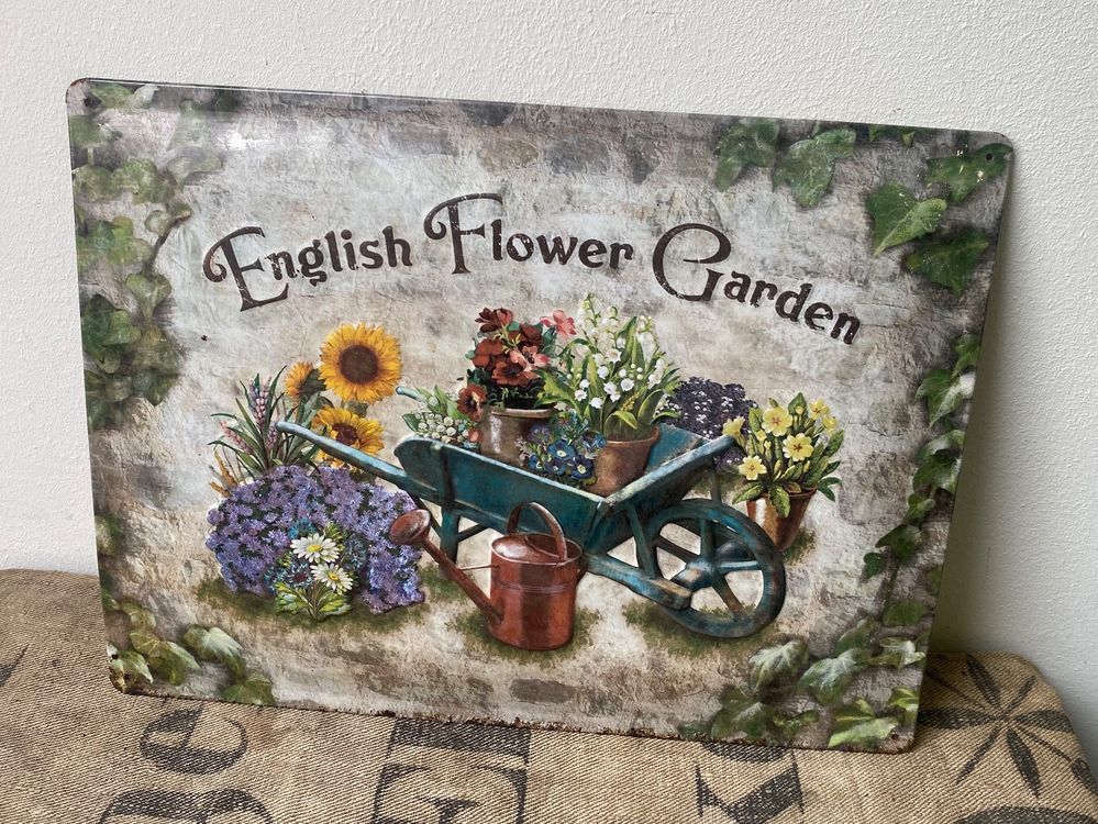 Vintage Blechschild „English Flower Garden“ Kaufen auf Ricardo