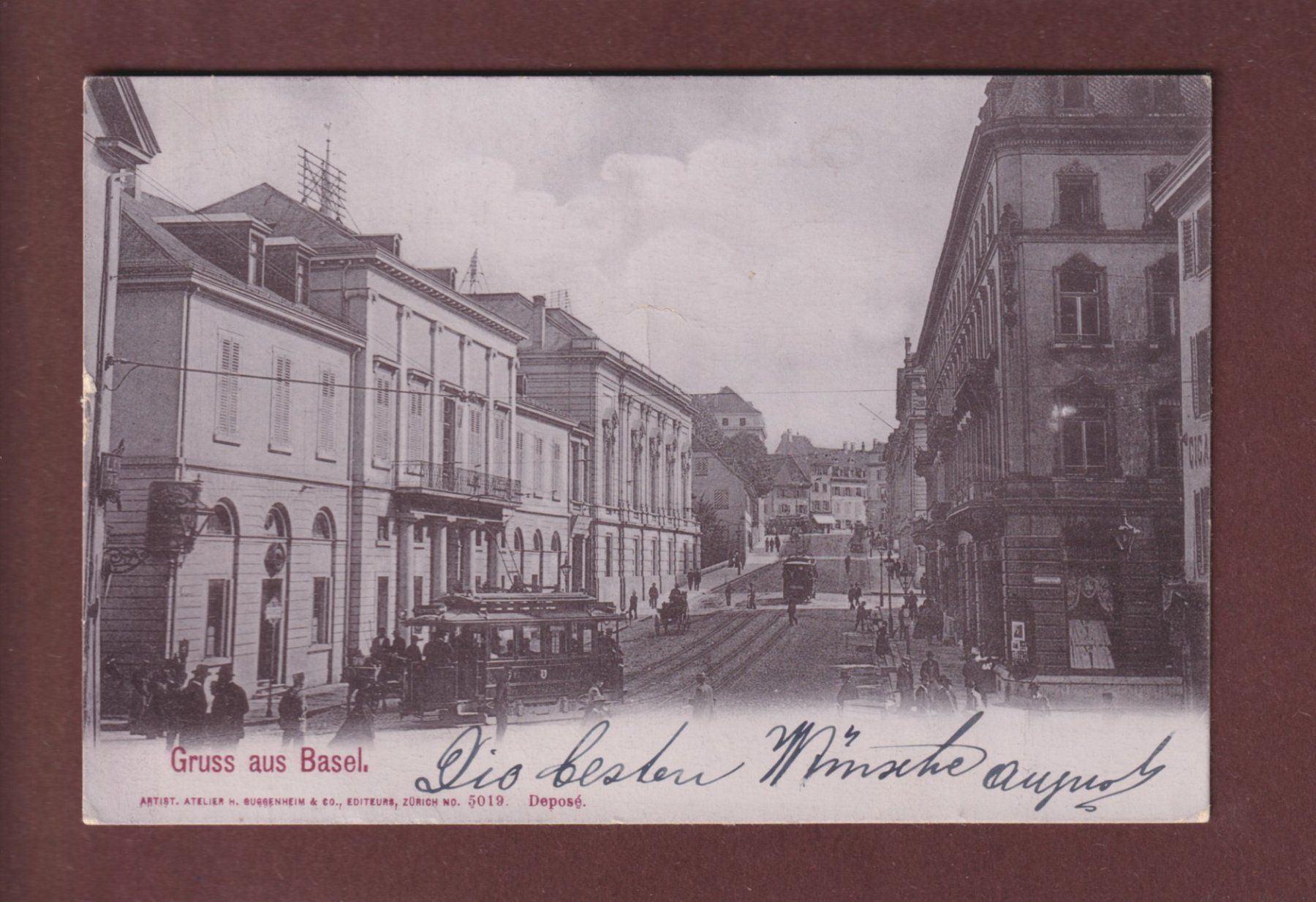 Cartoline postali: Gruss aus BASEL - Tram - 1901 – Usato da Pully venduto da nicecards