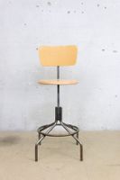 Vintage Laborstuhl / Drehstuhl aus Holz und Metall