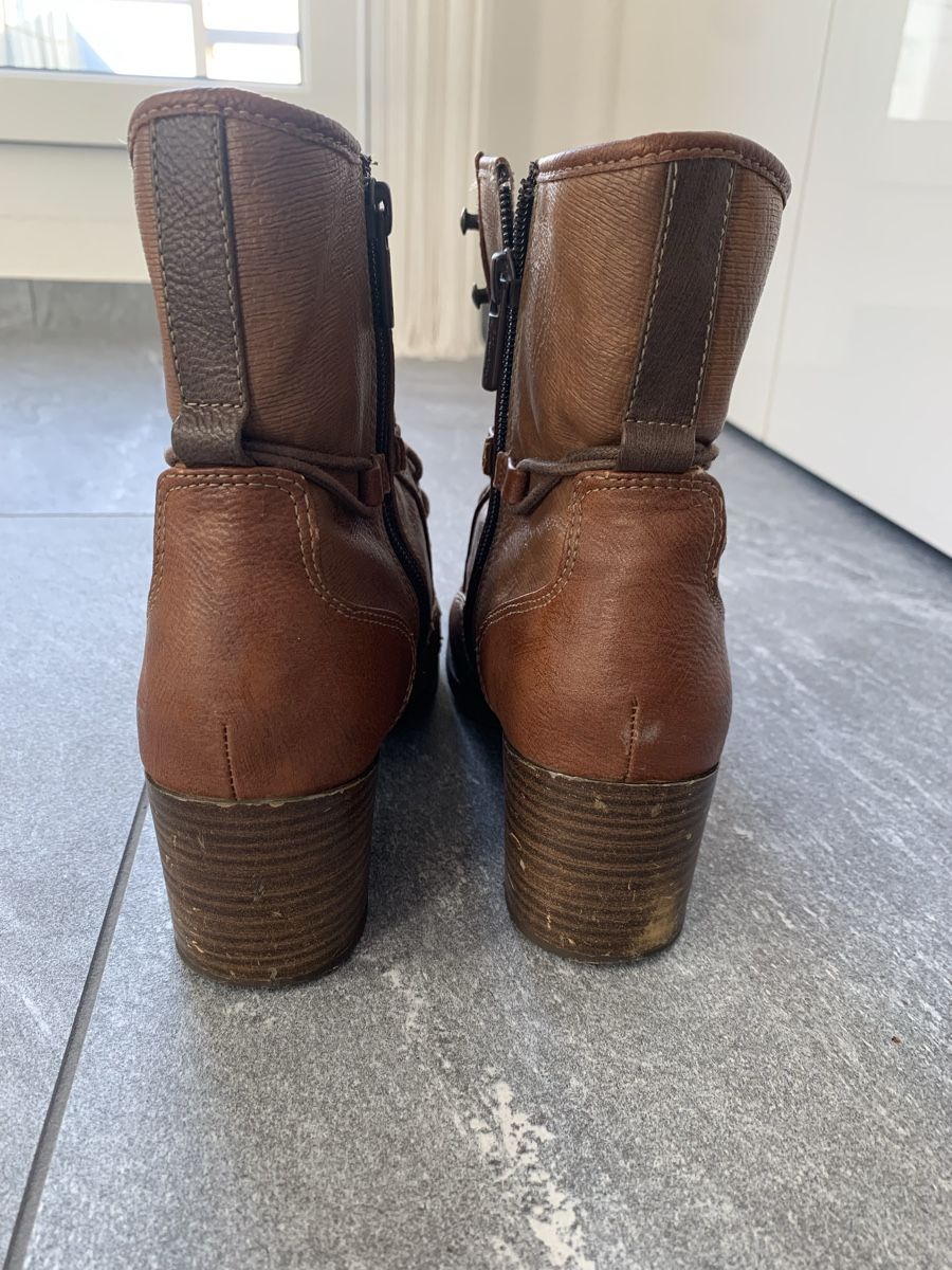 Mustang Damenschuhe: Mustang Lederstiefeletten Gr. 38, Braun – Gebraucht aus Einsiedeln von important__ 2