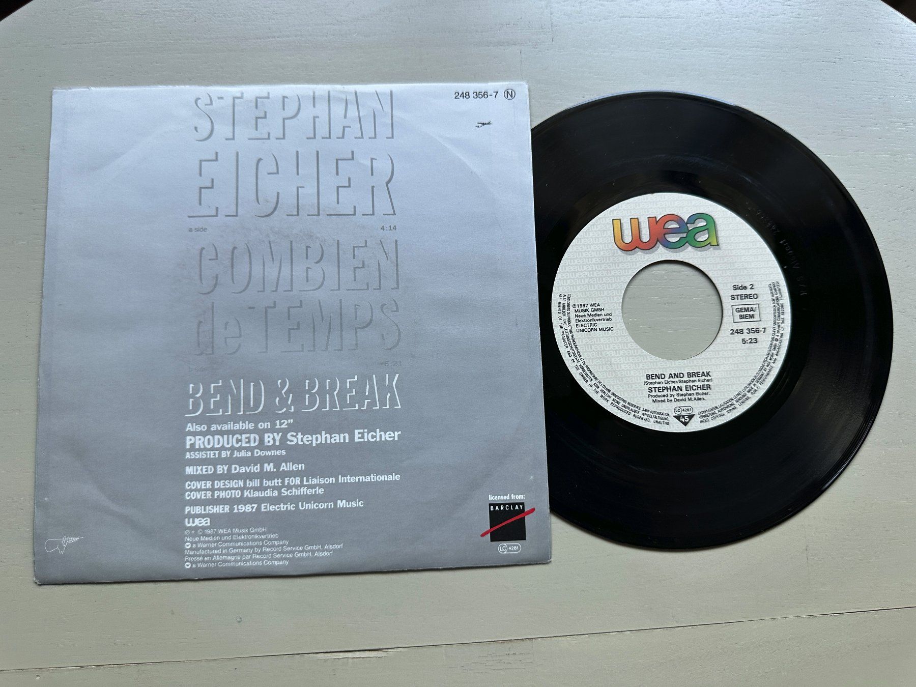 Dischi in vinile: STEPHAN EICHER tolle Single Kult Combien de temps CH SWISS – Usato da Basel venduto da Partridge 1