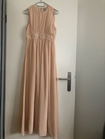abendkleid mit pailletten bodenlang grösse 36 pastellrosa