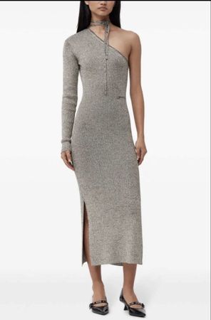 Ganni Strickkleid silber, Gr. S, Neuwertig!