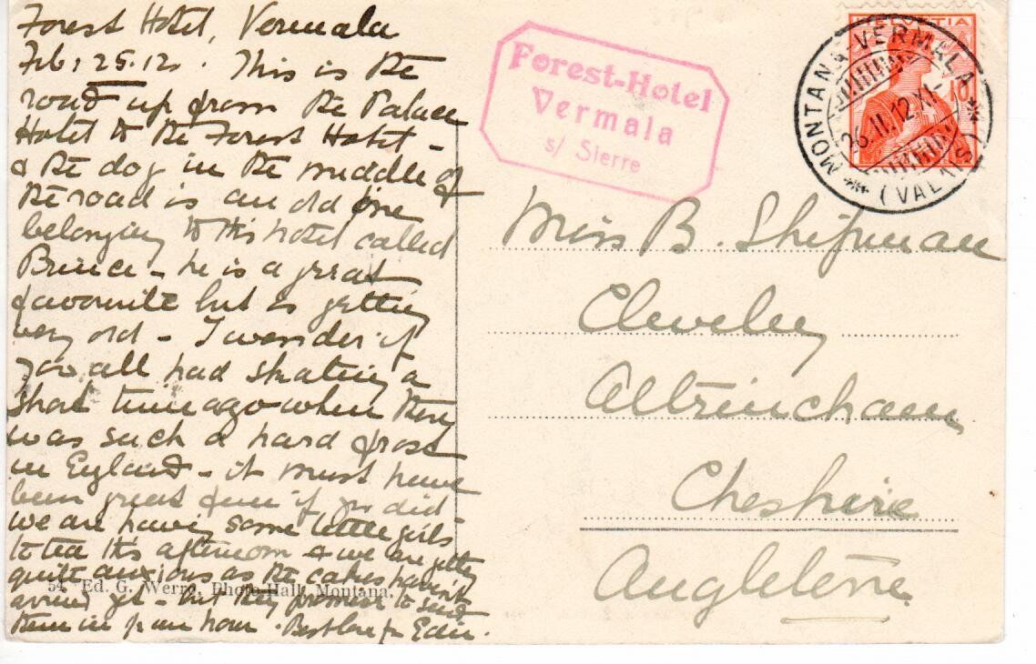 Cartoline postali: Montana s. Sierre mit Collie 1912 – Usato da Wolhusen venduto da Curver9 1